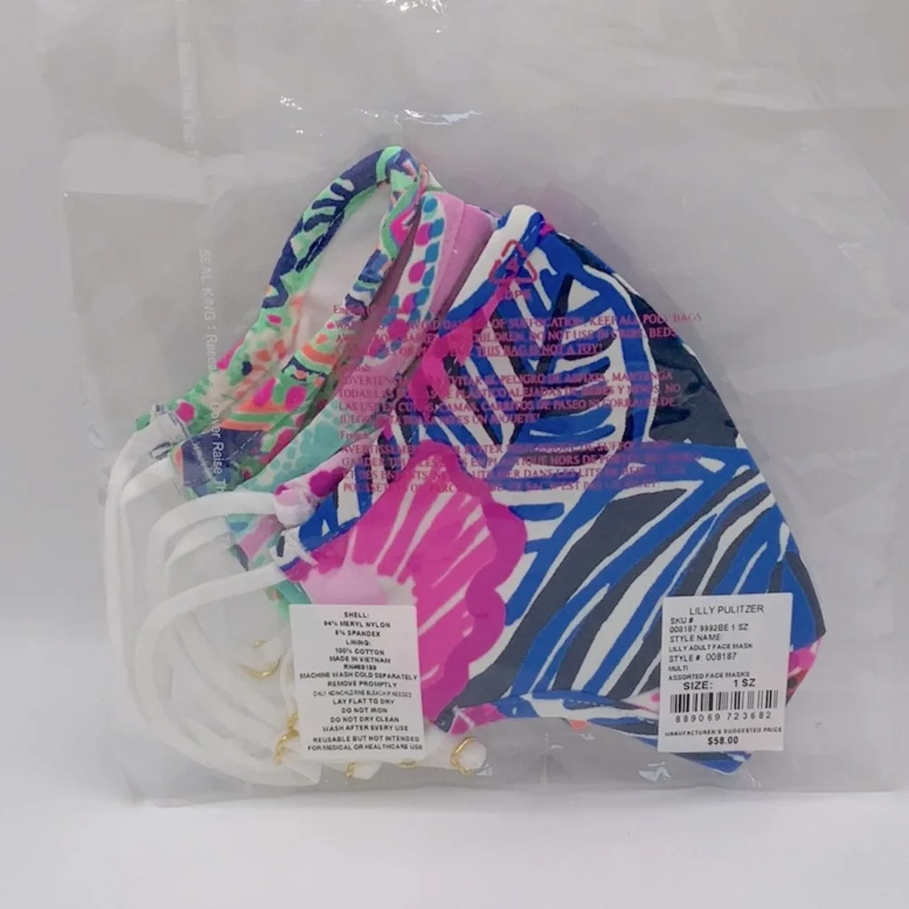 Lilly Pulitzer 3 pack Adult Face Masks